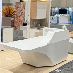 Eco-Friendly Corian Material Trade Show Movable Reception Desk Smaller Size
