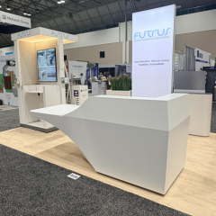 Eco-Friendly Corian Material Trade Show Movable Reception Desk Smaller Size