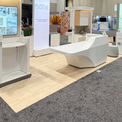 Eco-Friendly Corian Material Trade Show Movable Reception Desk Smaller Size