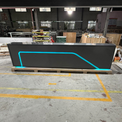 Grey Mobile Shop Auto Part Store LED Corian Stone Reception Desk Setup
