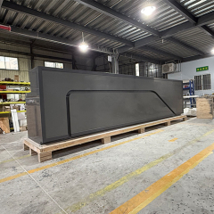 Grey Mobile Shop Auto Part Store LED Corian Stone Reception Desk Setup
