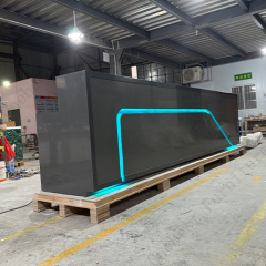 Grey Mobile Shop Auto Part Store LED Corian Stone Reception Desk Setup