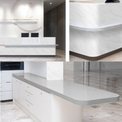 Ada Compliant Textured Shiny Corian Marble Reception Information Desk for 2 Seats