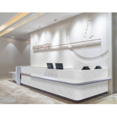 Ada Compliant Textured Shiny Corian Marble Reception Information Desk for 2 Seats
