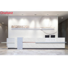 Ada Compliant Textured Shiny Corian Marble Reception Information Desk for 2 Seats