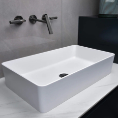 Corian Solid Surface White Sink Hospitality Rectangle Hotel Bathroom Furniture
