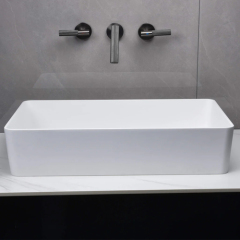 Corian Solid Surface White Sink Hospitality Rectangle Hotel Bathroom Furniture