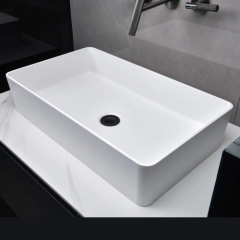 Corian Solid Surface White Sink Hospitality Rectangle Hotel Bathroom Furniture