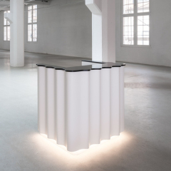 Small Size Corian Stone Offices Gyms Beauty Salon Reception Desk for Various Spaces
