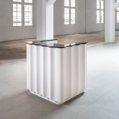 Small Size Corian Stone Offices Gyms Beauty Salon Reception Desk for Various Spaces