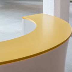 Half Round Led Solid Surface Church Lobby Reception Desk Women Colth Shop Counter