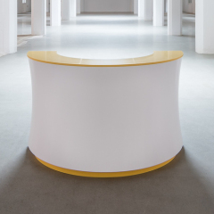 Half Round Led Solid Surface Church Lobby Reception Desk Women Colth Shop Counter
