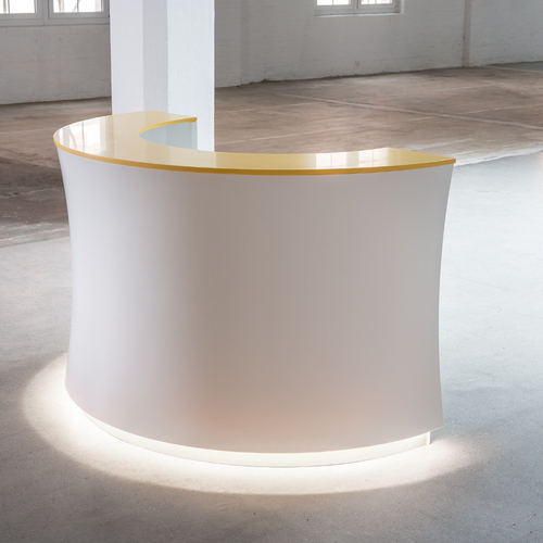 Half Round Led Solid Surface Church Lobby Reception Desk Women Colth Shop Counter