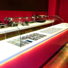 Self-service Hot Pot Restaurant Bar Counter Led Pink Corian Kitchen Bars