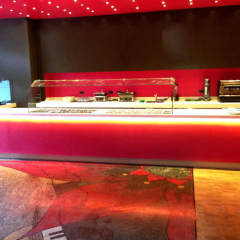 Self-service Hot Pot Restaurant Bar Counter Led Pink Corian Kitchen Bars