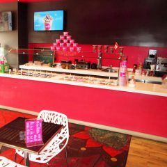Self-service Hot Pot Restaurant Bar Counter Led Pink Corian Kitchen Bars