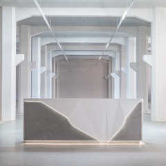 Free Design Chic Corian Reception Desk Led Professional Service Station Counter
