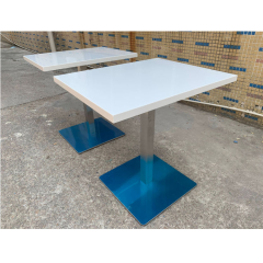 Latest Design Square White Lounge Dining Booth Table Corian Shop Furniture