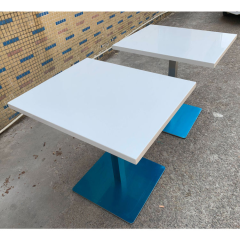 Latest Design Square White Lounge Dining Booth Table Corian Shop Furniture