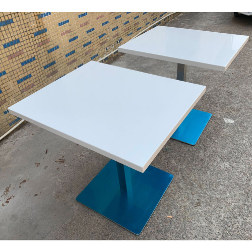 Latest Design Square White Lounge Dining Booth Table Corian Shop Furniture