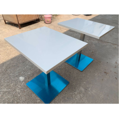 Latest Design Square White Lounge Dining Booth Table Corian Shop Furniture