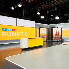 Led Screen Corian Stone Live Streaming Studio Desk Broadcast News TV Table