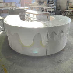 Lovely Design Round Corian Ice Cream Bar Counter Pink Service Table