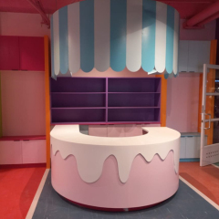 Lovely Design Round Corian Ice Cream Bar Counter Pink Service Table