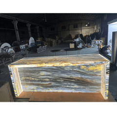 Restaurant Hotel and Home Kitchen Backlit Onyx Translucent Stone Bar Table