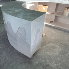 Lovely Design Round Corian Ice Cream Bar Counter Pink Service Table
