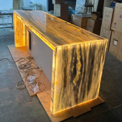 Restaurant Hotel and Home Kitchen Backlit Onyx Translucent Stone Bar Table