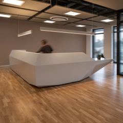 Corian Solid Surface Shopping Mall Reception Counter L Shape Art Design Desk