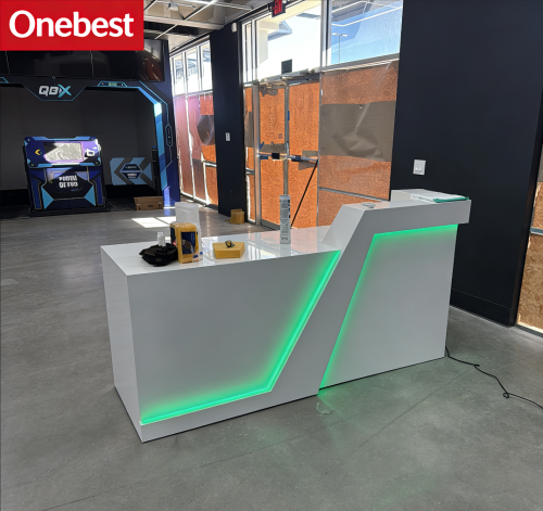 California Corian Solid Surface Led White Salon Clinic Gym Reception Desk Tables