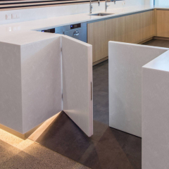 U Shaped Corian Solid Surface Stone Led Sectional Bar Counter for Hotel
