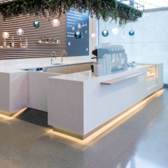 U Shaped Corian Solid Surface Stone Led Sectional Bar Counter for Hotel