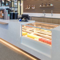 U Shaped Corian Solid Surface Stone Led Sectional Bar Counter for Hotel