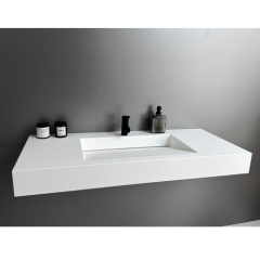 Wall-mounted Corian Solid Surface Lavatory Modern Hotel Washbasin Sets