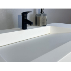 Wall-mounted Corian Solid Surface Lavatory Modern Hotel Washbasin Sets
