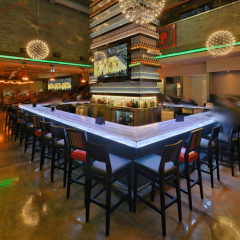 U Shape Corians Onyx Stone Hotel Led Bar Counter Modern Buffet Drinking Bars