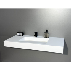 Wall-mounted Corian Solid Surface Lavatory Modern Hotel Washbasin Sets