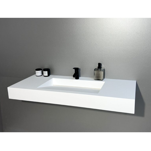 Wall-mounted Corian Solid Surface Lavatory Modern Hotel Washbasin Sets