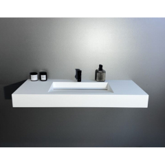 Wall-mounted Corian Solid Surface Lavatory Modern Hotel Washbasin Sets