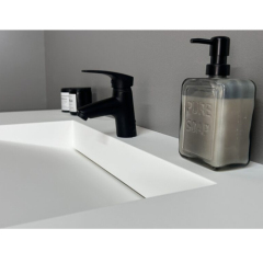 Wall-mounted Corian Solid Surface Lavatory Modern Hotel Washbasin Sets