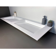 Staron Solid Surface Double Sink Bathroom Vanity Hotel Furniture Washbasin