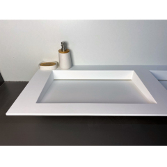 Staron Solid Surface Double Sink Bathroom Vanity Hotel Furniture Washbasin