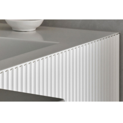 Apartment Solid Surface Bathroom Sink With Mirror and Cabinet