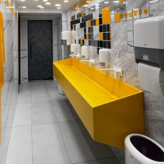 The Public Toilet Orange Corian Solid Surface Bathroom Sink for Mall