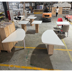 Consult Negotiation Room Office Table White Round Standing Office Desk