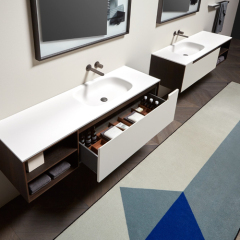 Corian Sanitary Minimalist Style Rectangle Bathroom Sinks for Showroom