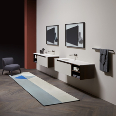 Corian Sanitary Minimalist Style Rectangle Bathroom Sinks for Showroom
